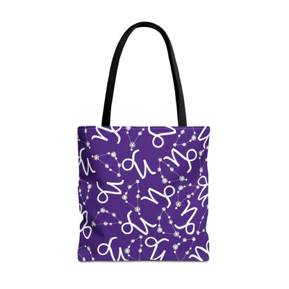 Tote Bag, Capricorn Zodiac Sign, AOP, (Purple, White)