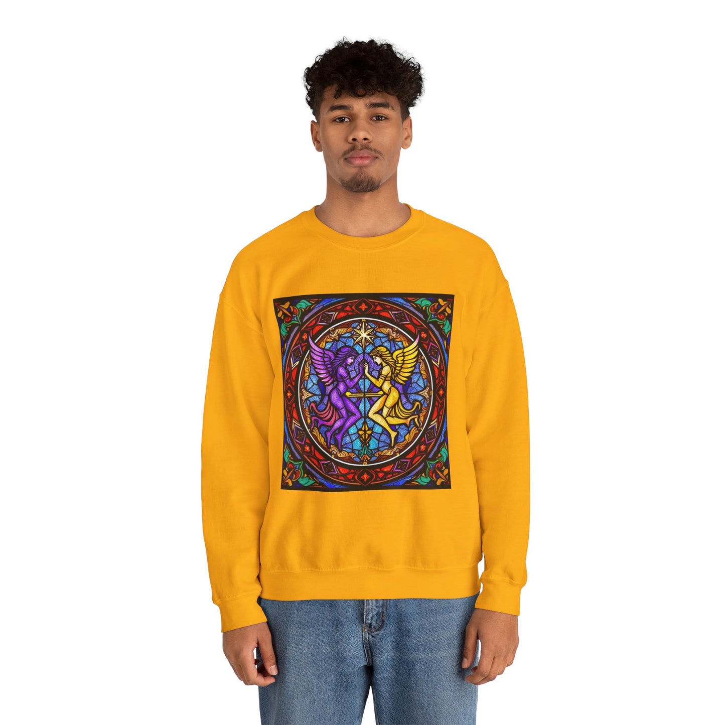 Unisex Heavy Blend™ Crewneck Sweatshirt, Glass, Gemini Zodiac Design