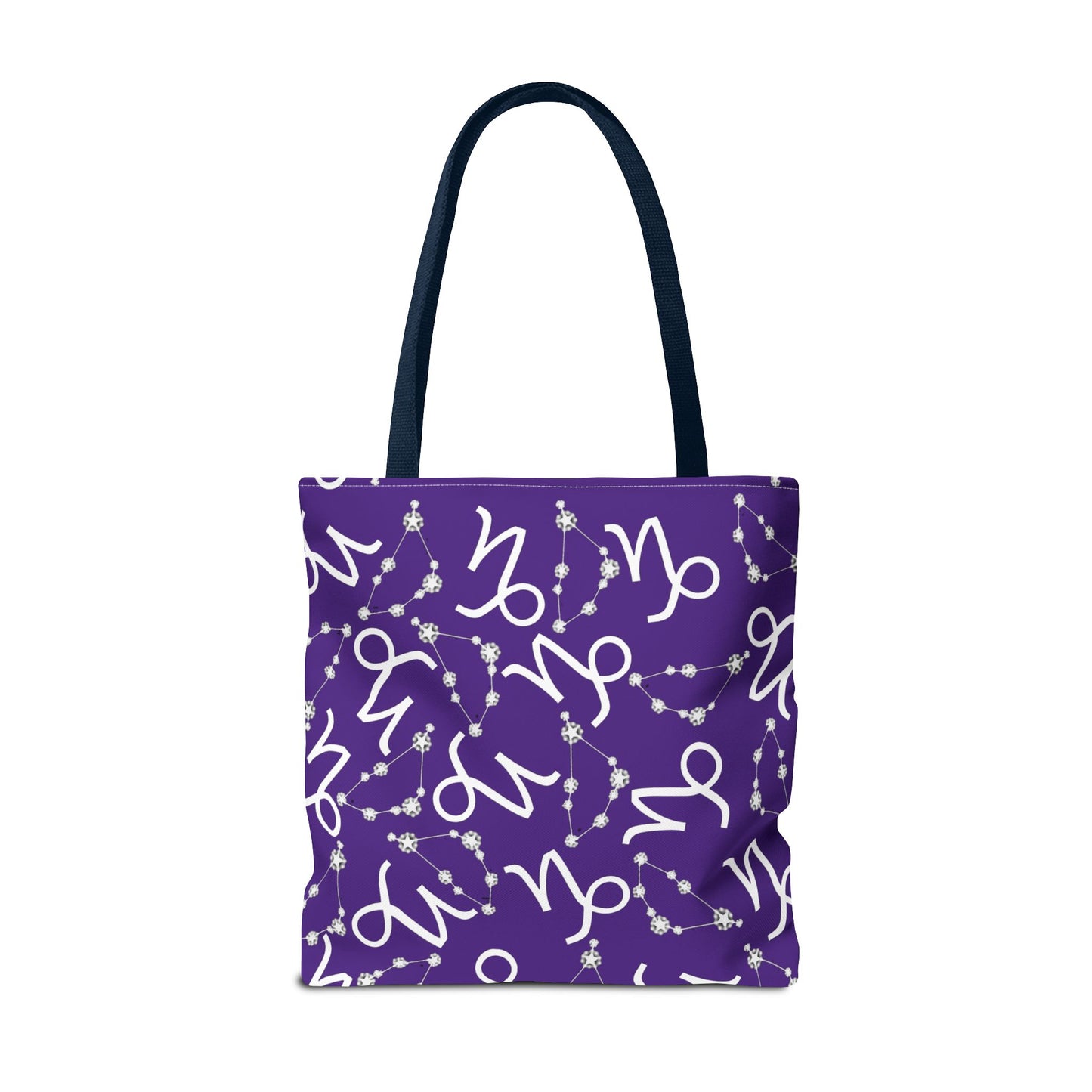Tote Bag, Capricorn Zodiac Sign, AOP, (Purple, White)