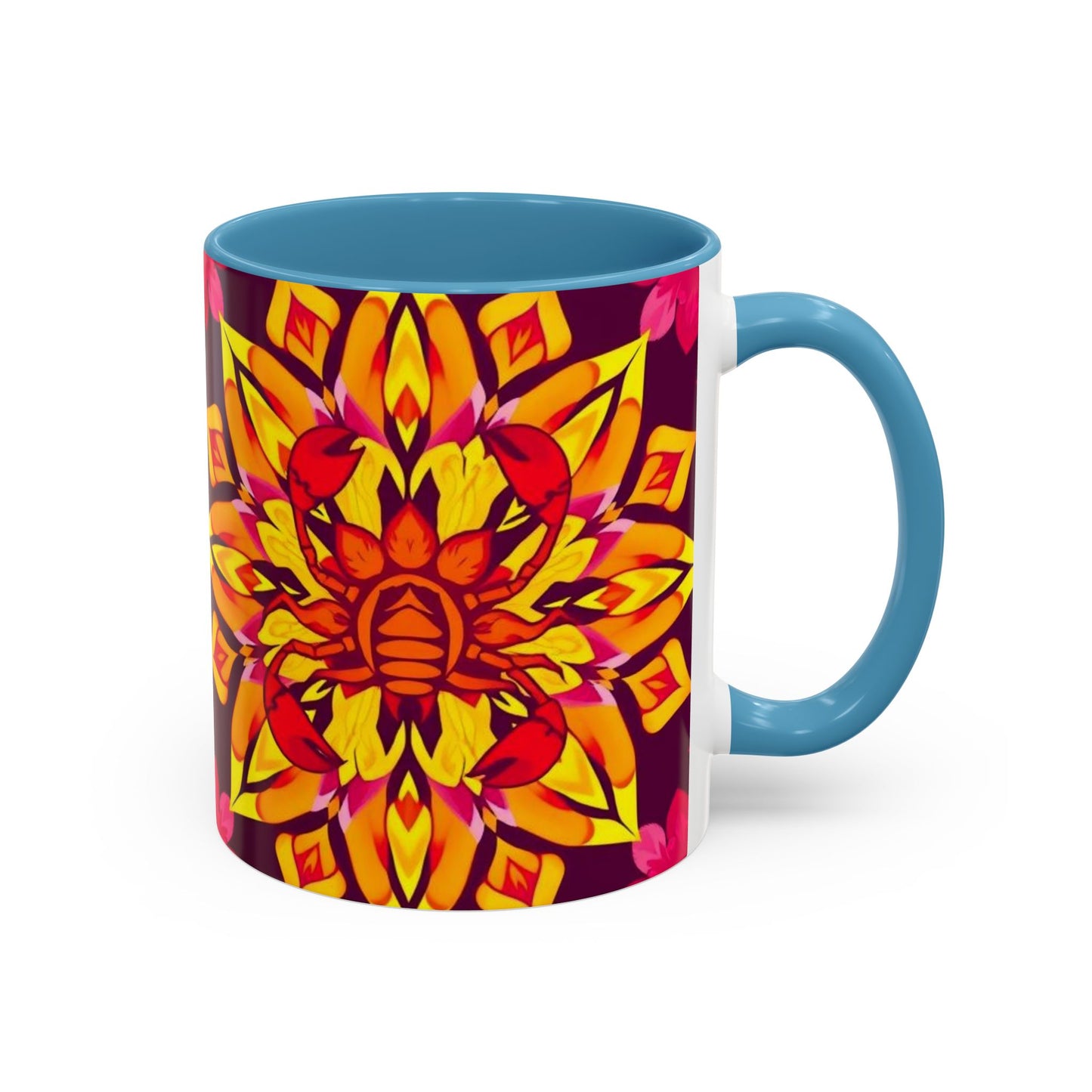 Accent Coffee Mug, Scorpio, Zodiac v1. Flower Pattern, (11, 15oz)