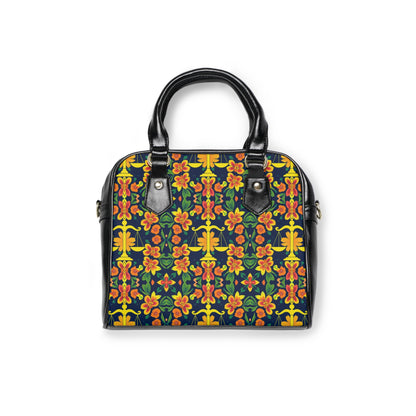 Shoulder Handbag, Libra, Zodiac v2, Flower Pattern