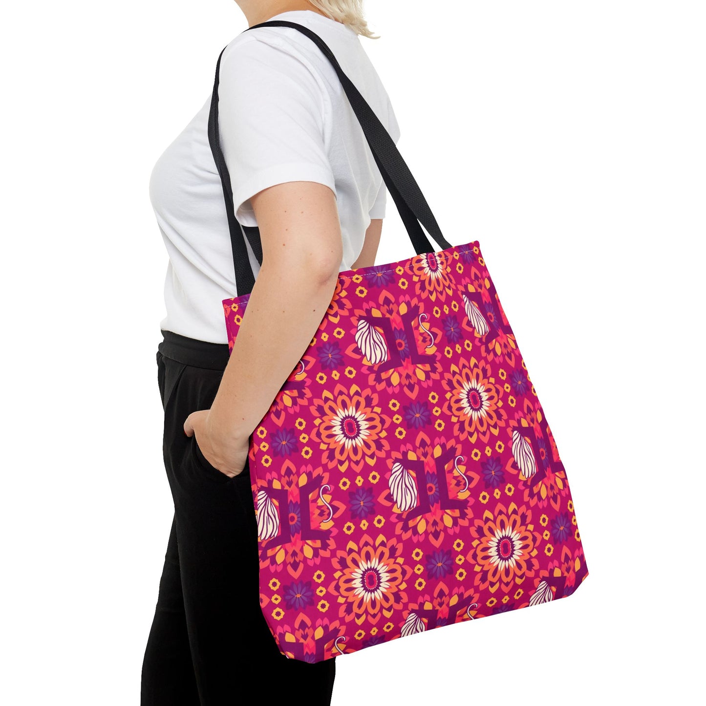 Tote Bag (AOP), Gemini, Zodiac v1, Flower Pattern