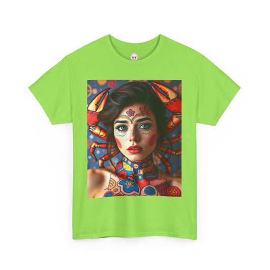 Unisex Heavy Cotton T-Shirt, Cancer, Zodiac v1, Sexy Art