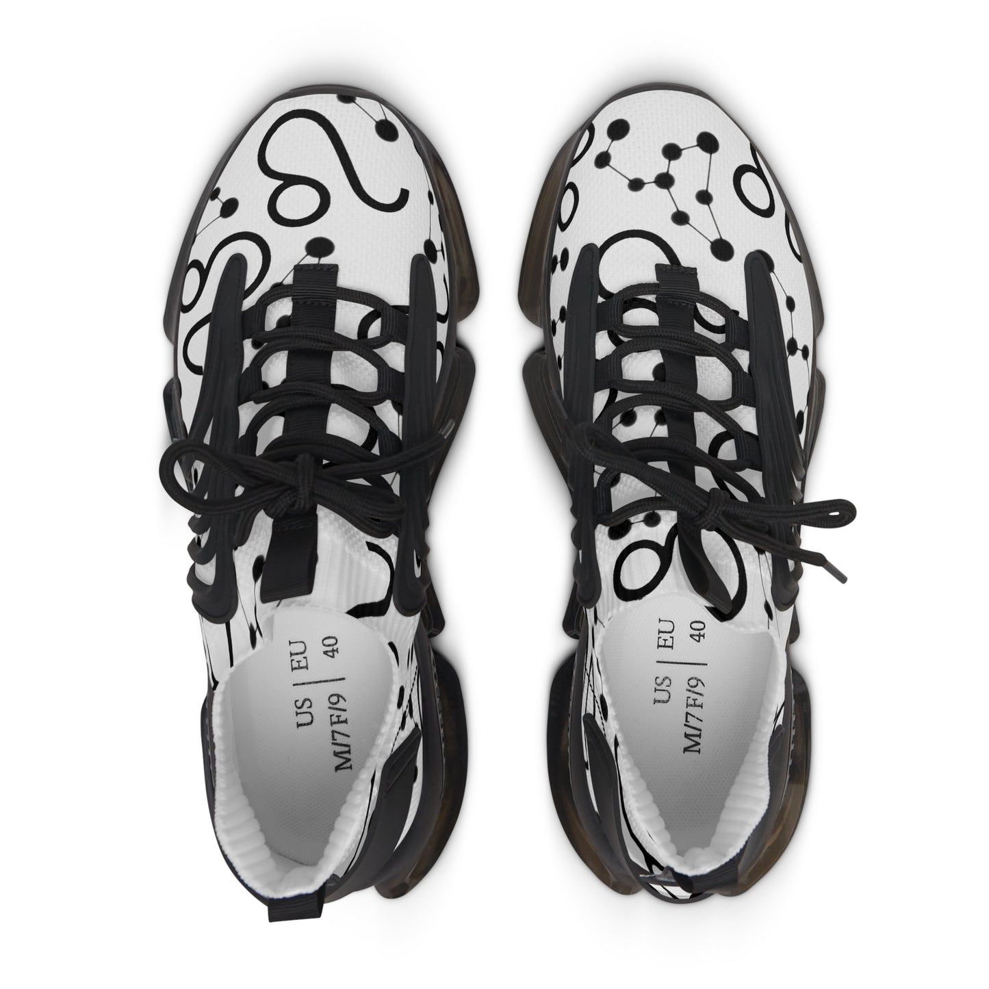 Women's Mesh Sneakers, Constellation & Symbol, Leo Zodiac Sign, AOP