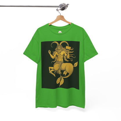 Unisex Heavy Cotton T-Shirt, Capricorn God, Zodiac Design
