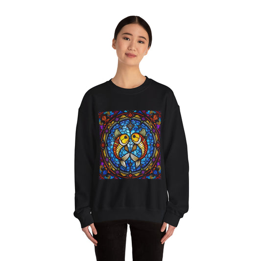 Unisex Heavy Blend™ Crewneck Sweatshirt, Glass 1, Pisces Zodiac Design