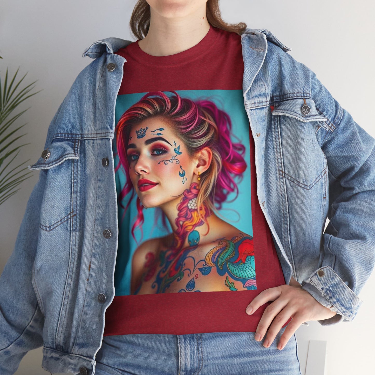 Unisex Heavy Cotton T-Shirt, Pisces, Zodiac v3, Sexy Art
