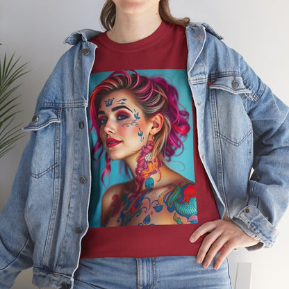 Unisex Heavy Cotton T-Shirt, Pisces, Zodiac v3, Sexy Art