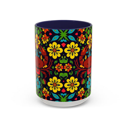Accent Coffee Mug, Cancer, Zodiac v2, Flower Pattern, (11, 15oz)