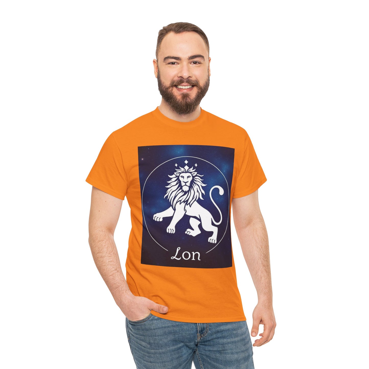 Unisex Heavy Cotton T-Shirt, Space Lion, Leo Zodiac Design