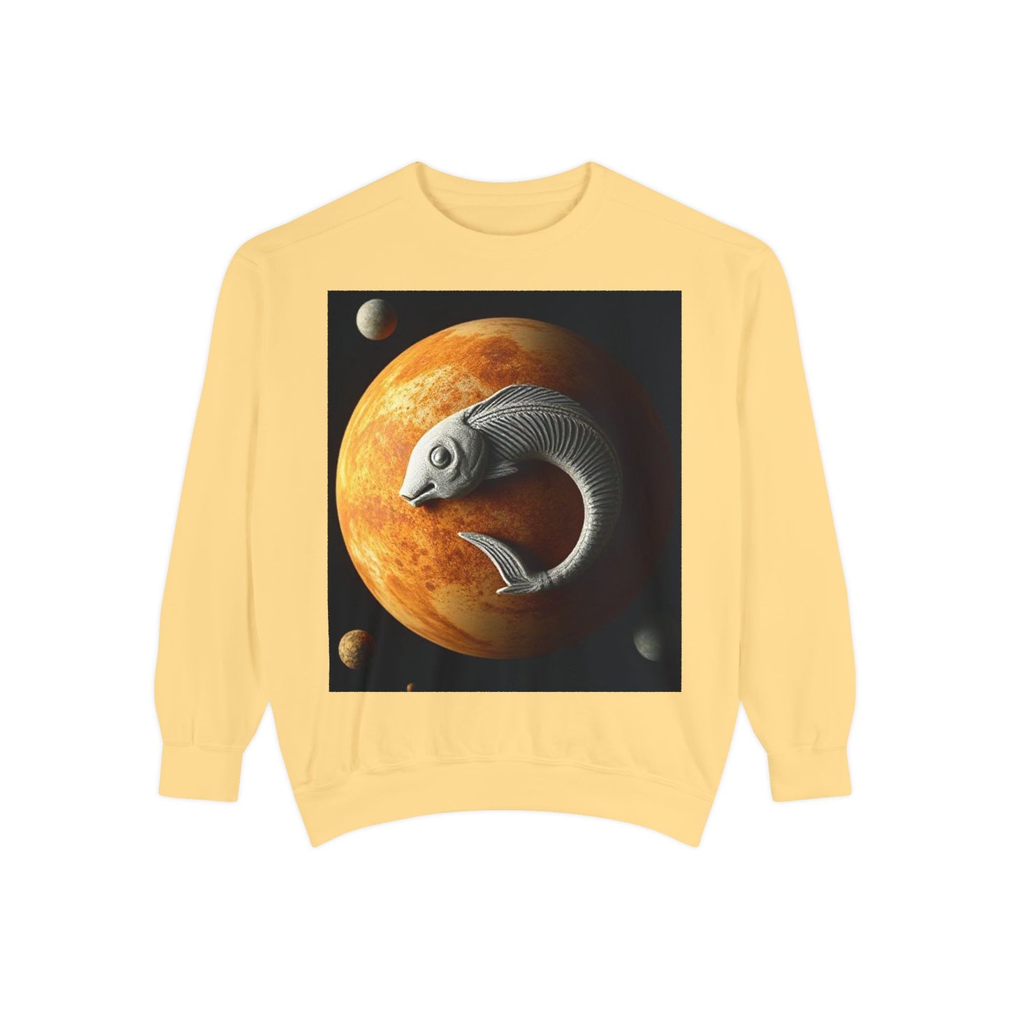 Garment-Dyed Sweatshirt, Unisex, Space Animal Design, Pisces