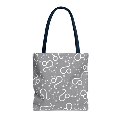Tote Bag, Leo Zodiac Sign, AOP, (Grey, White)