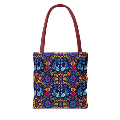 Tote Bag, (AOP), Pisces, Zodiac v3, Flower Pattern