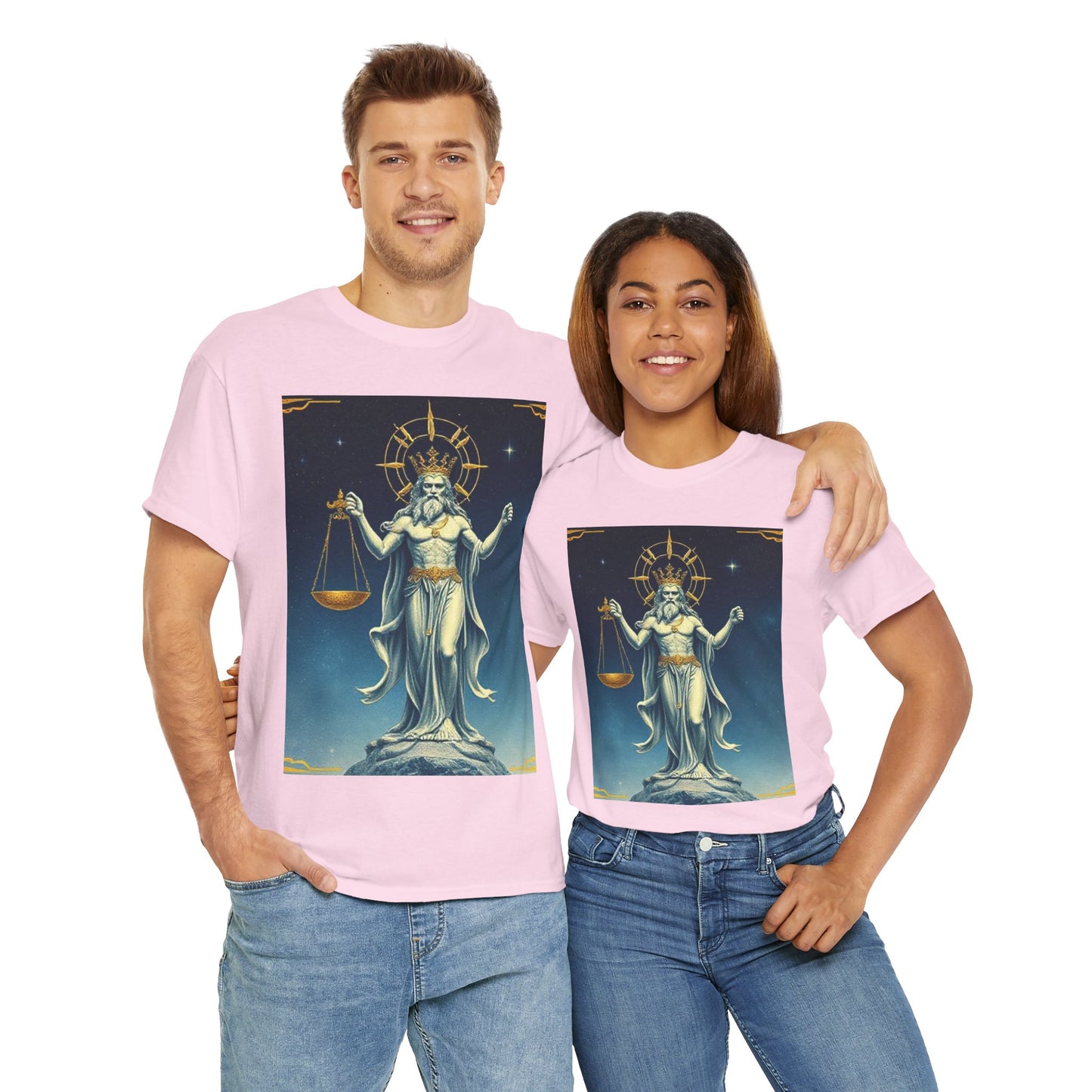 Unisex Heavy Cotton T-Shirt Space v2, Libra God, Zodiac Design