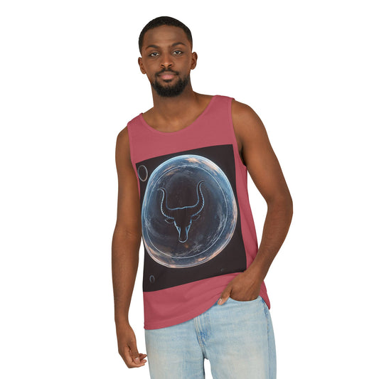 Unisex Garment-Dyed, Tank Top, Taurus Design, Planet Animal v1, 100% US cotton