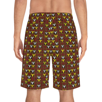 Men's Board Shorts, (AOP), Aries, Zodiac, Shape Pattern