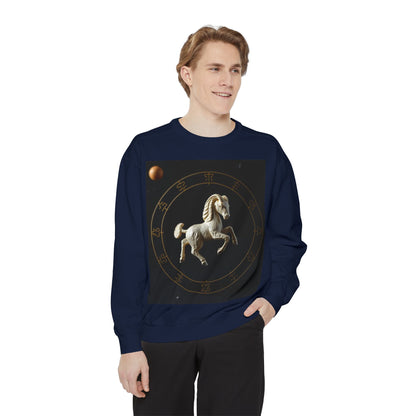 Garment-Dyed Sweatshirt, Unisex, Space Animal Design, Capricorn
