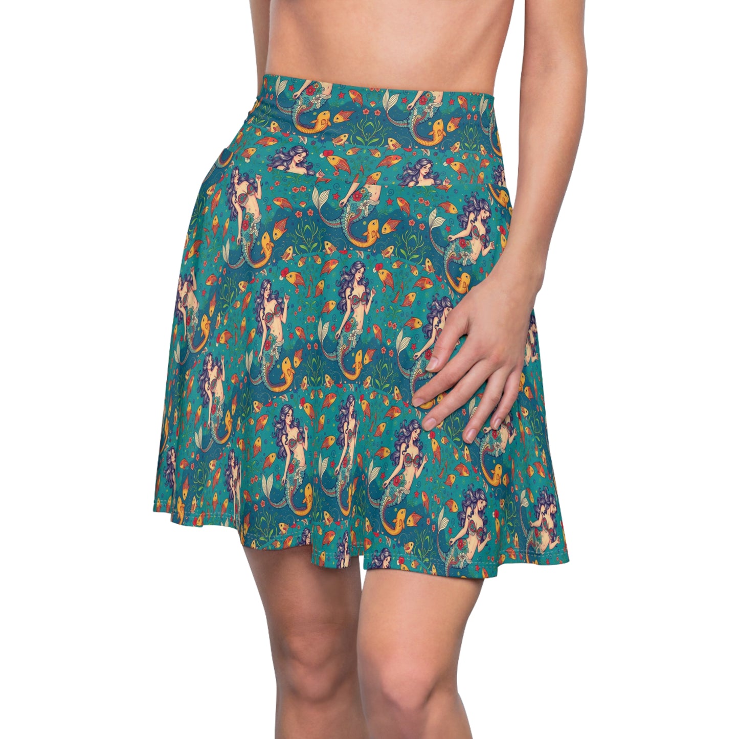 Women's Skater Skirt, (AOP), Pisces, Zodiac v1, Sexy Pattern