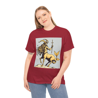Unisex Heavy Cotton T-Shirt, Capricorn God v3, Zodiac Design