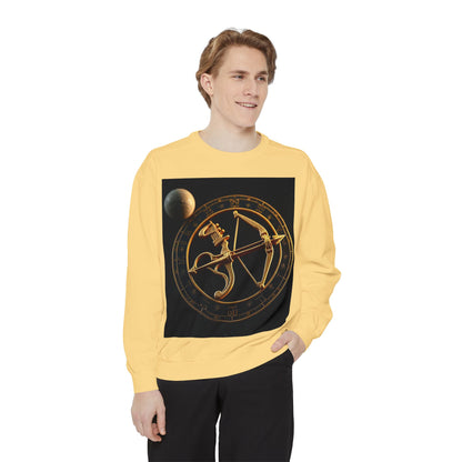 Garment-Dyed Sweatshirt, Unisex, Space Symbol Design, Sagittarius