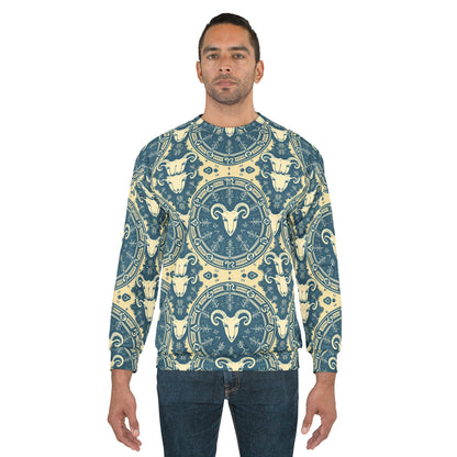 Unisex Sweatshirt, Zodiac Design, Pattern, Aries, AOP