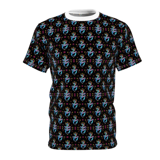 Unisex Cut & Sew T-Shirt, (AOP) Aquarius, Zodiac v1, Jewels Pattern