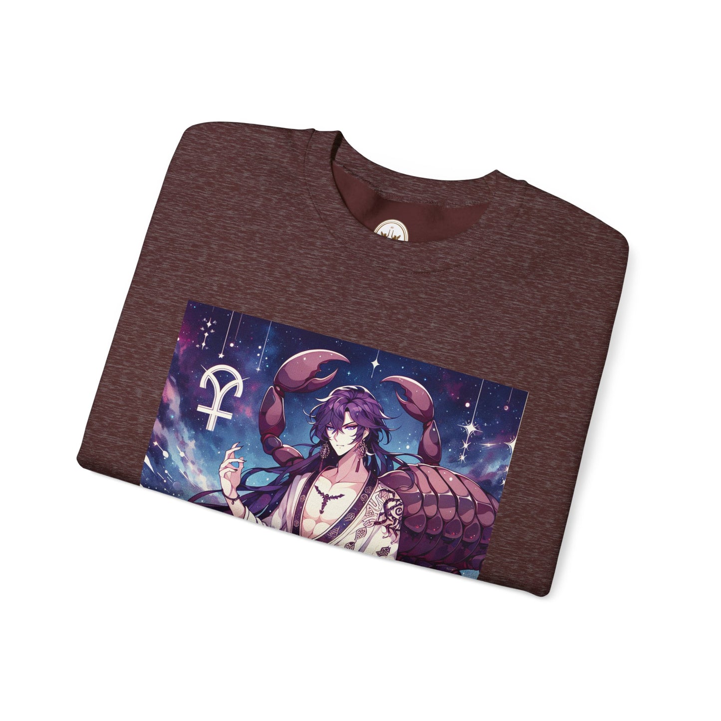 Unisex Heavy Blend™ Crewneck Sweatshirt, Scorpio Zodiac Design, purple scorpion anime