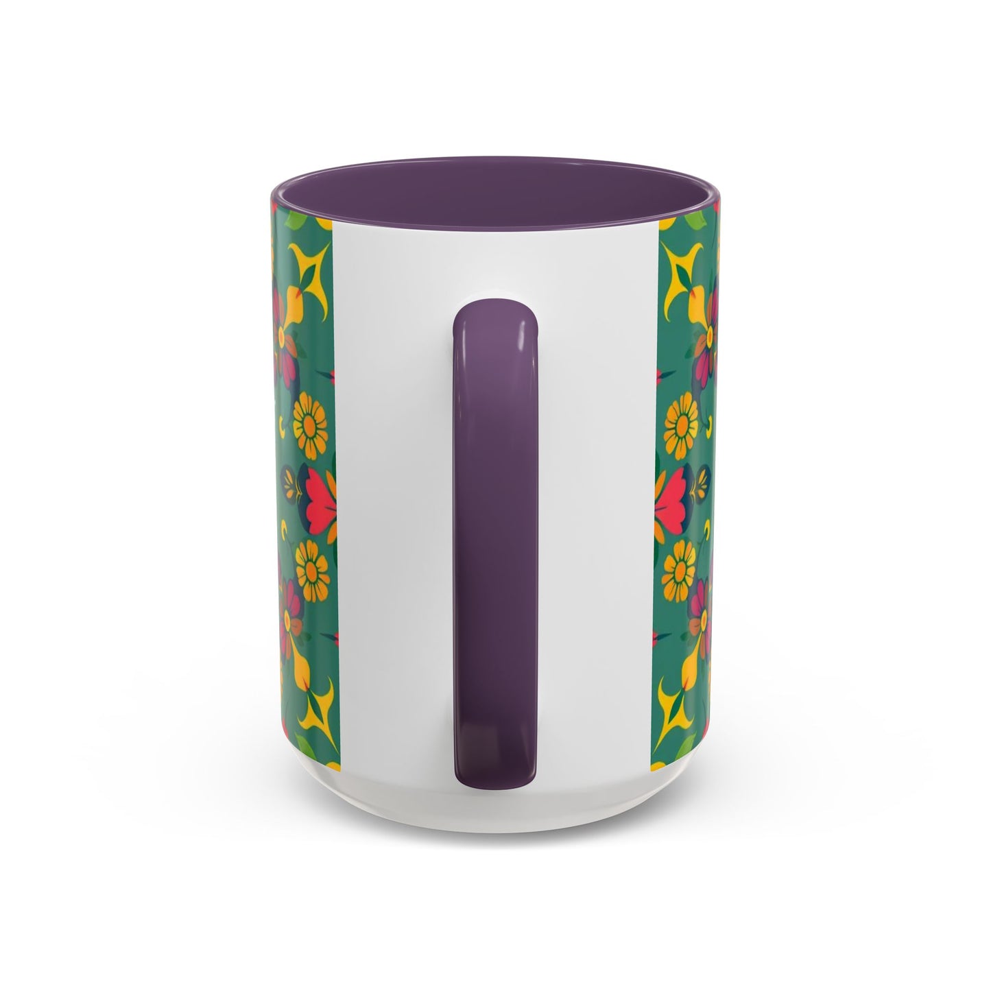Accent Coffee Mug, Sagittarius, Zodiac. Flower Pattern, (11, 15oz)
