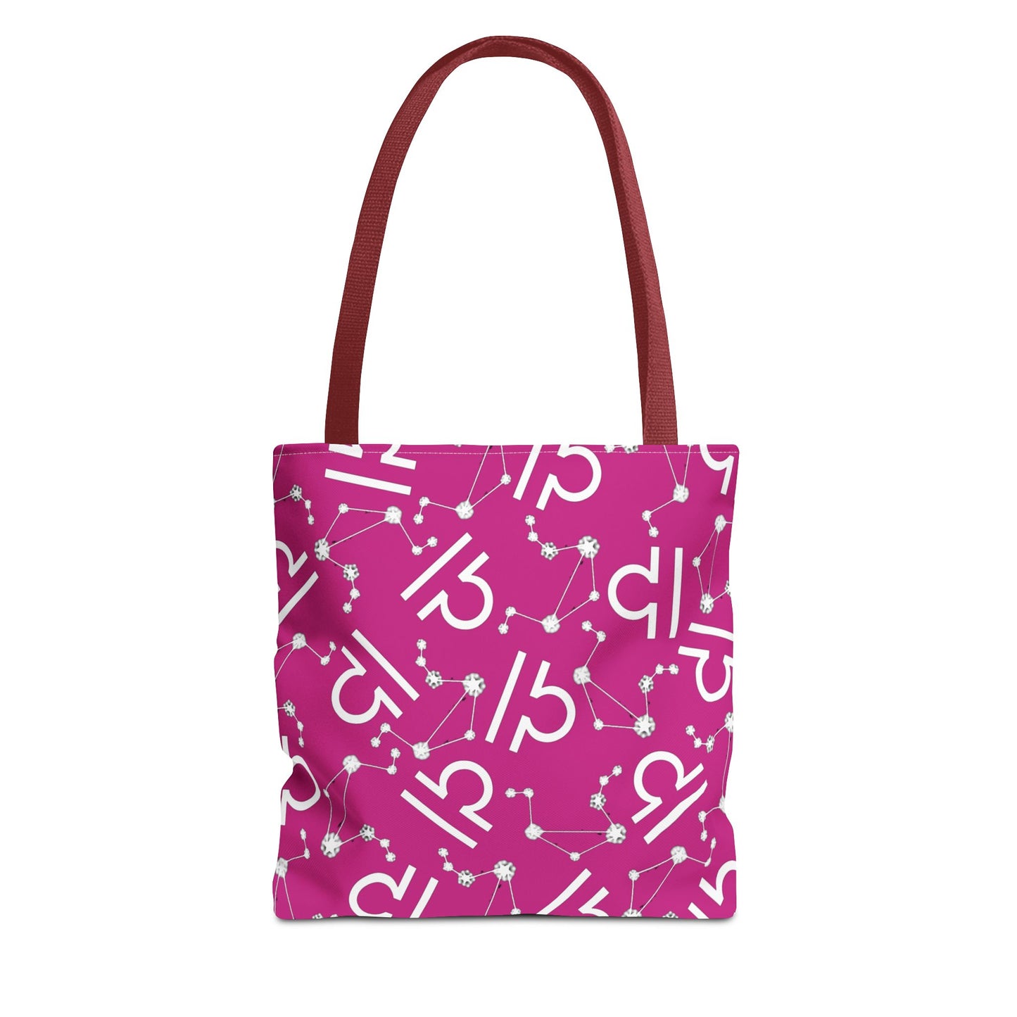Tote Bag, Libra Zodiac Sign, AOP, (Pink, White)
