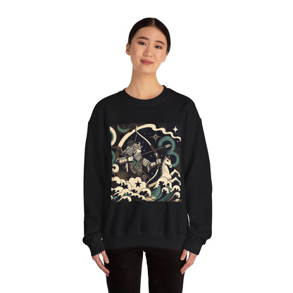 Unisex Heavy Blend™ Crewneck Sweatshirt, Man With Arrow Sagittarius Zodiac Design