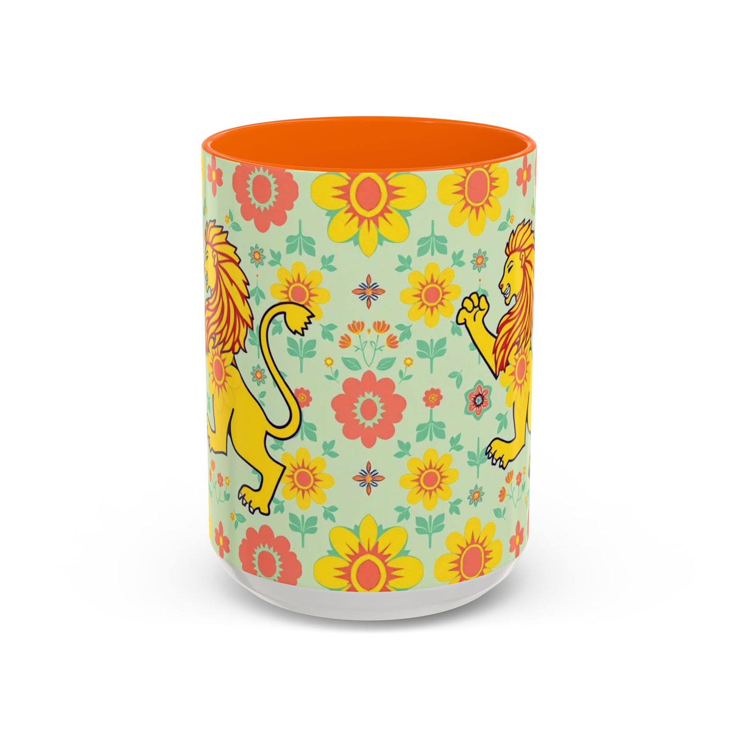 Accent Coffee Mug, Leo, Zodiac v2, Flower Pattern, (11, 15oz)