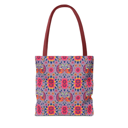 Tote Bag (AOP), Pisces, Zodiac v2, Flower Pattern
