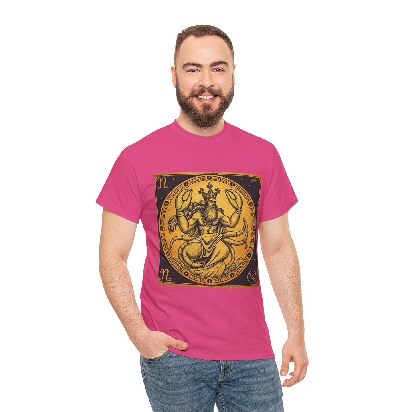 Unisex Heavy Cotton T-Shirt, Crab King, Cancer Zodiac Design