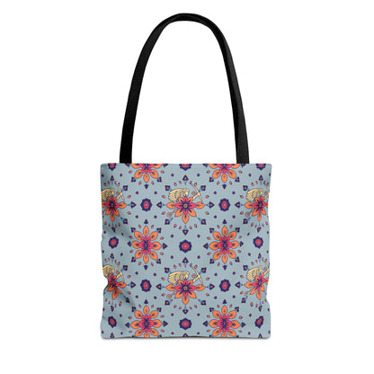 Tote Bag, (AOP), Sagittarius, Zodiac v1, Flower Pattern
