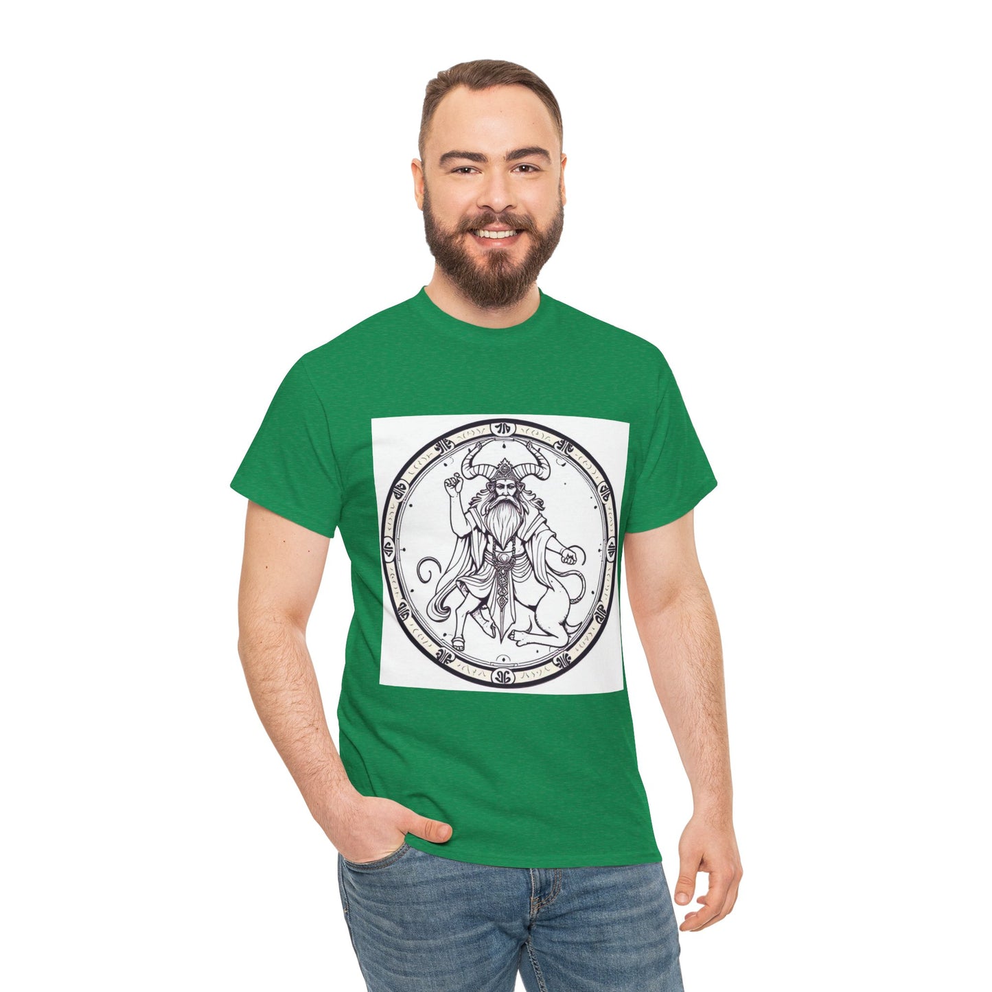 Unisex Heavy Cotton T-Shirt, Bull Centaur v1, Taurus Zodiac Design