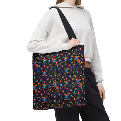 Tote Bag (AOP), Capricorn, Zodiac v1, Jewel Pattern