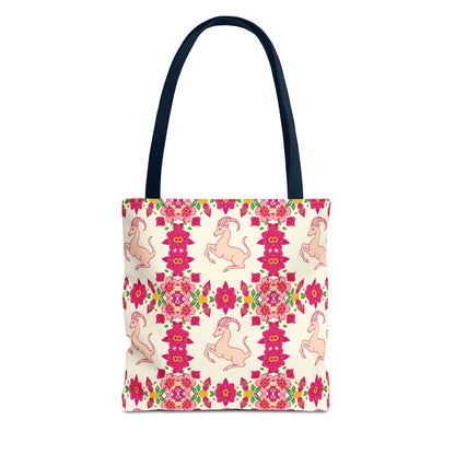 Tote Bag, (AOP), Capricorn, Zodiac v2, Flower Pattern