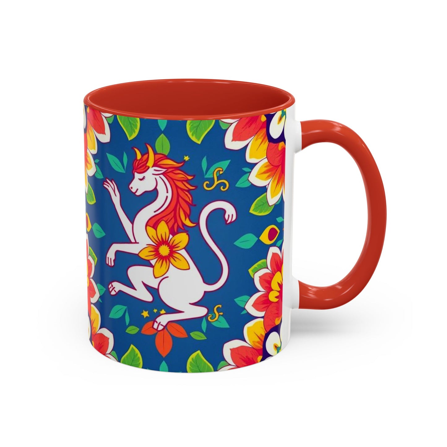 Accent Coffee Mug, Virgo, Zodiac v3. Flower Pattern, (11, 15oz)