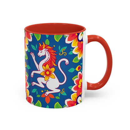 Accent Coffee Mug, Virgo, Zodiac v3. Flower Pattern, (11, 15oz)