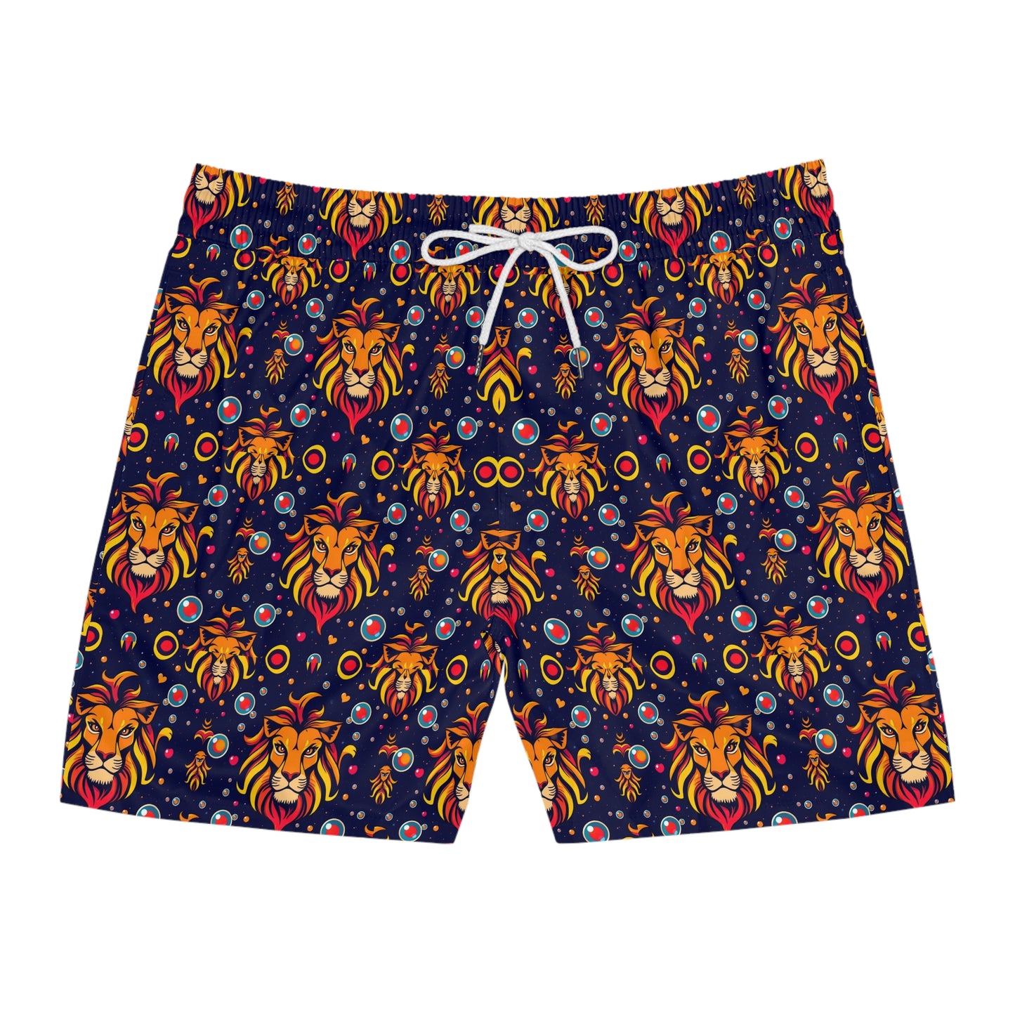 Men's Mid-Length Swim Shorts, (AOP), Leo, Zodiac v3, Bubble Pattern