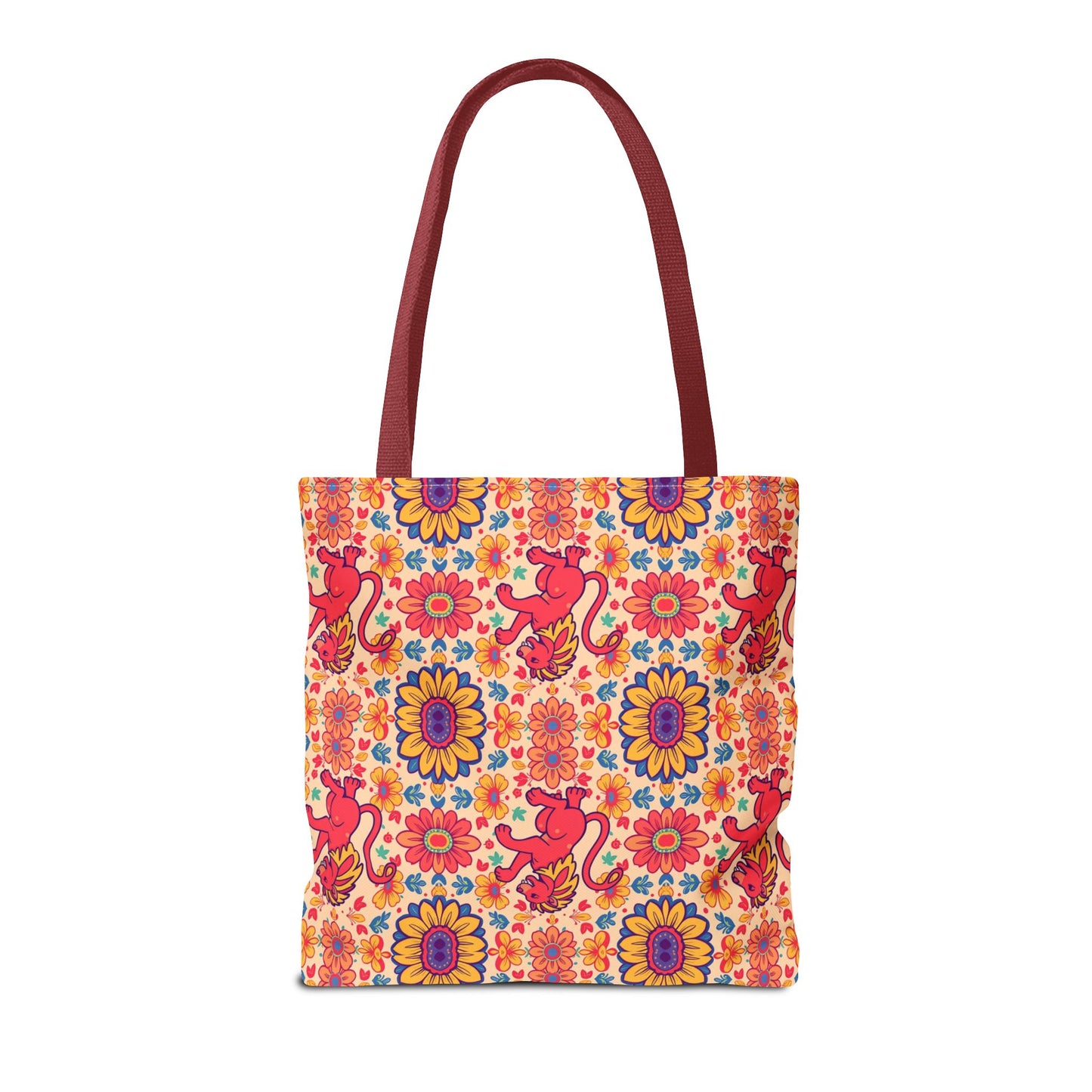 Tote Bag, (AOP), Leo, Zodiac v5, Flower Pattern