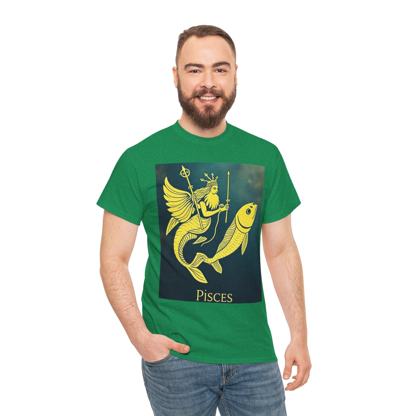 Unisex Heavy Cotton T-Shirt, Pisces Quuen v1, Zodiac Design
