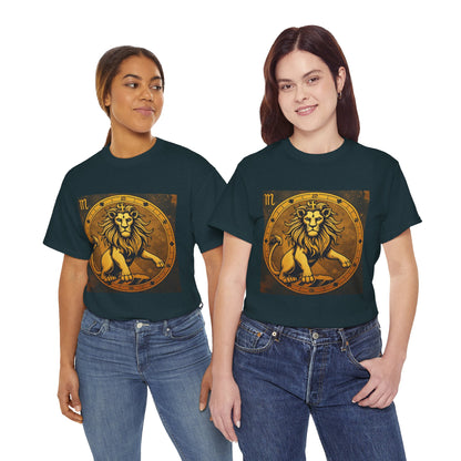 Unisex Heavy Cotton T-Shirt, Gold Lion v1, Leo Zodiac Design