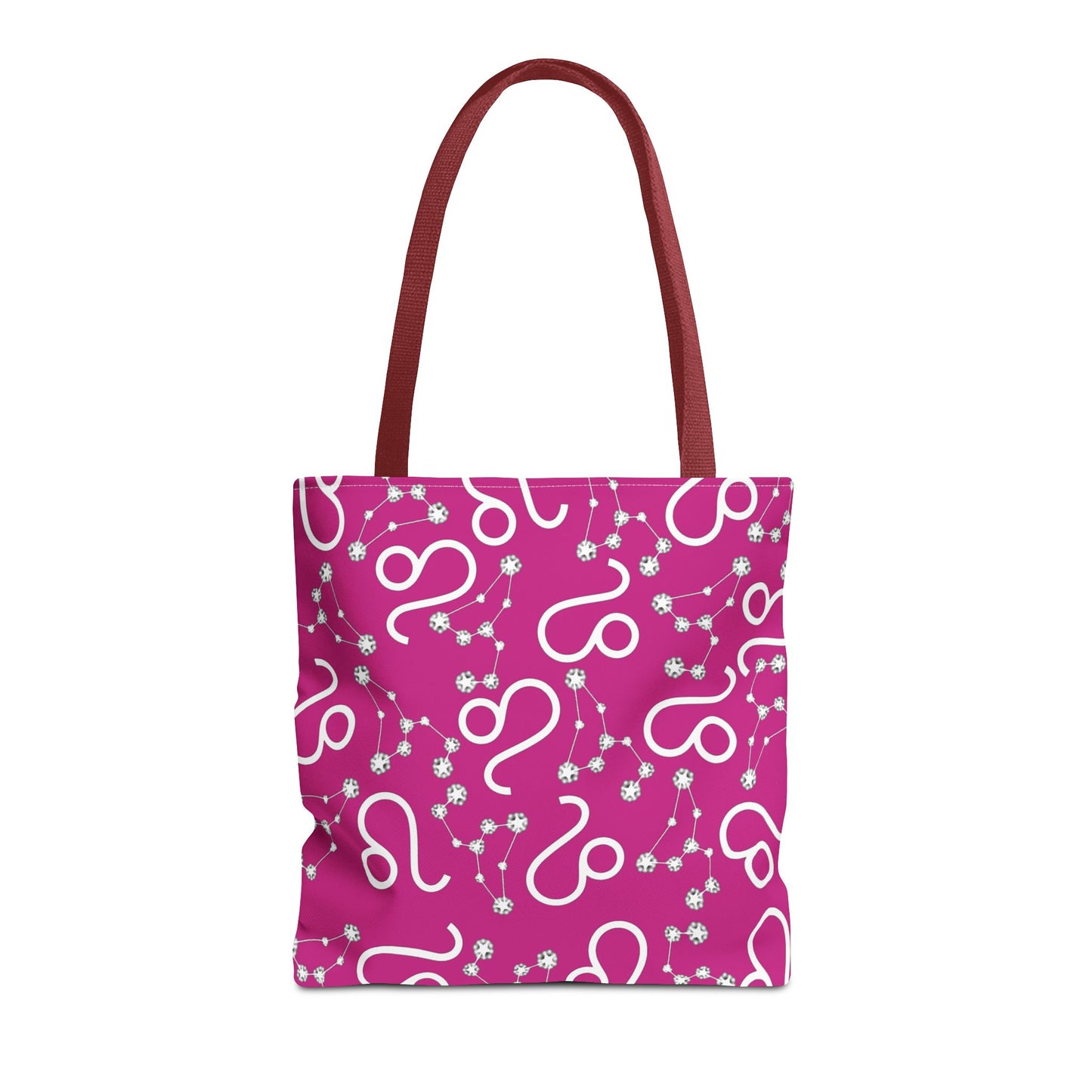 Tote Bag, Leo Zodiac Sign, AOP, (Pink, White)
