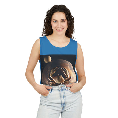 Unisex Garment-Dyed, Tank Top, Cancer Design, Planet Crab v1, 100% US cotton