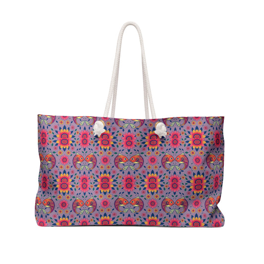 Weekender Bag, Pisces, Zodiac v3, Flower Pattern