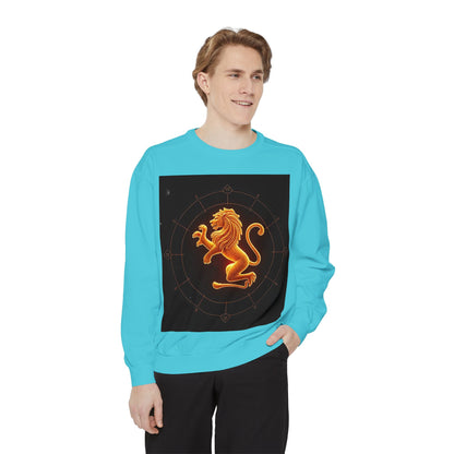 Garment-Dyed Sweatshirt, Unisex, Space Animal Design v1, Leo