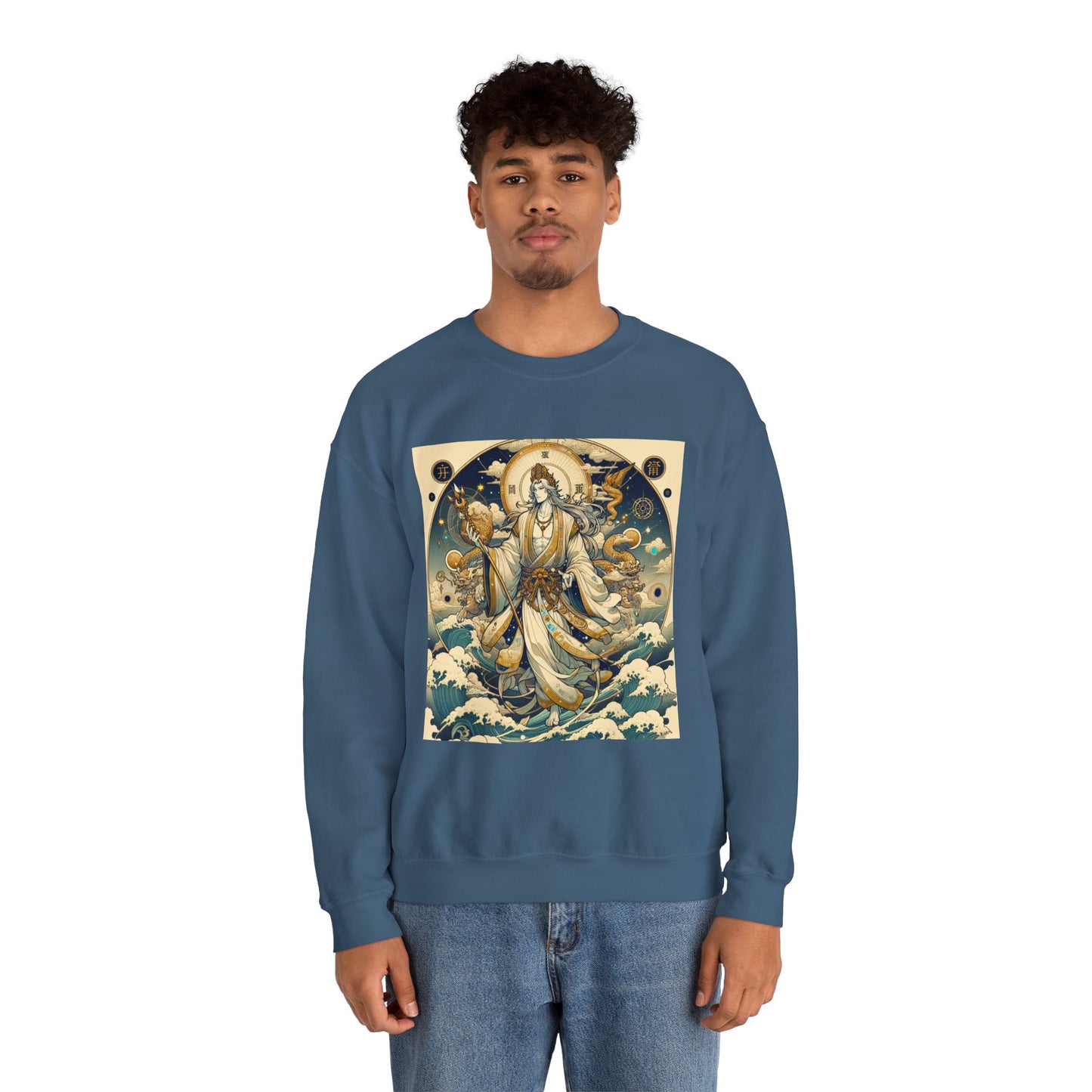 Unisex Heavy Blend™ Crewneck Sweatshirt, Anime Capricorn God,  Zodiac Design