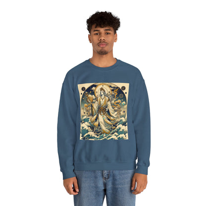 Unisex Heavy Blend™ Crewneck Sweatshirt, Anime Capricorn God,  Zodiac Design