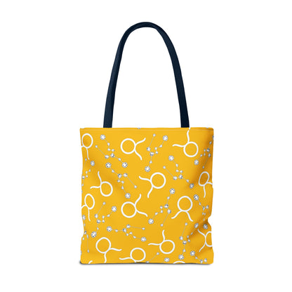 Tote Bag, Taurus Zodiac Sign, AOP, (Yellow, White)